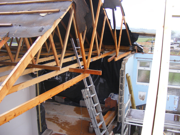 Old trusses ready for crane removal